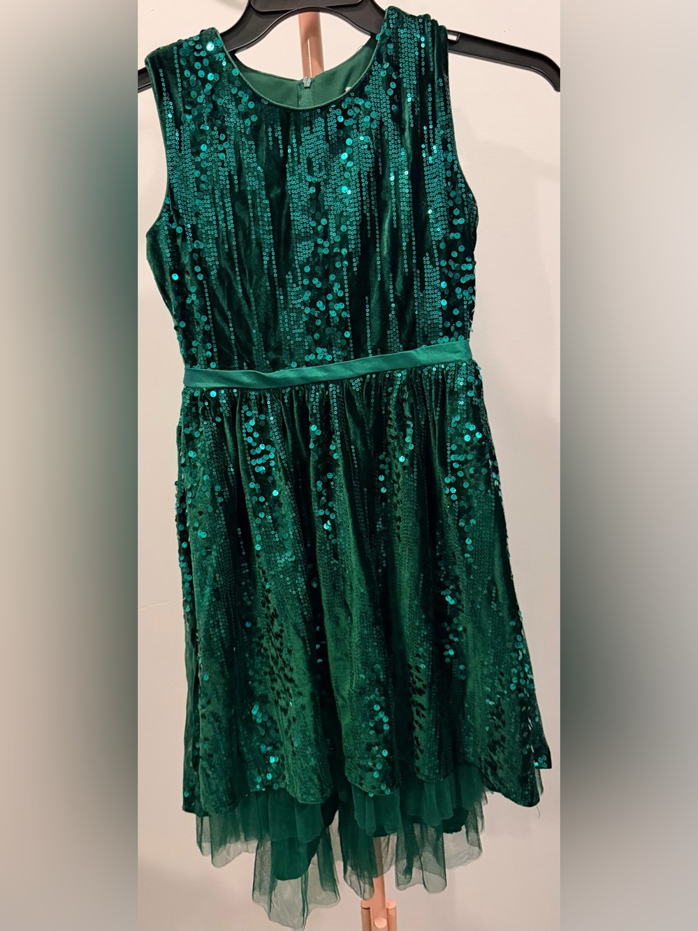 Rare Editions Emerald Green Sequin Tulle Party Dress